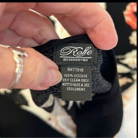 Roffe accessories orange/cream/black flowy kimono great colors print & drape EUC - Picture 4 of 8